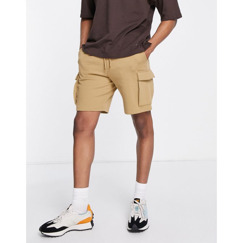 Pantaloncini Pantaloncini cargo Selected Homme - Pantaloncini cargo color cuoio in jersey di misto cotone organico