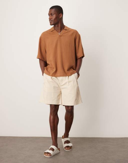 Selected Homme - Pantaloncini chino beige con pieghe