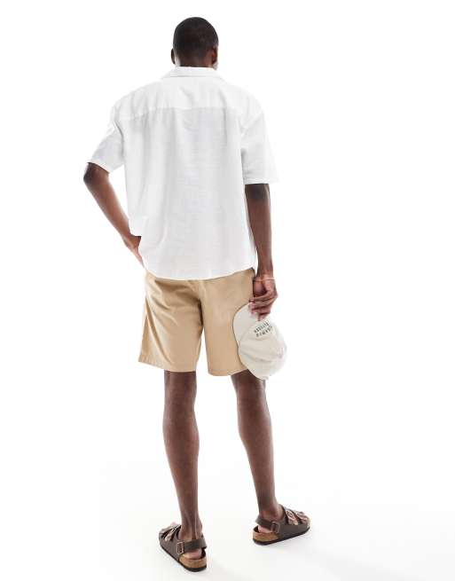 Selected Homme - Pantaloncini chino beige in misto cotone, 4 di 5