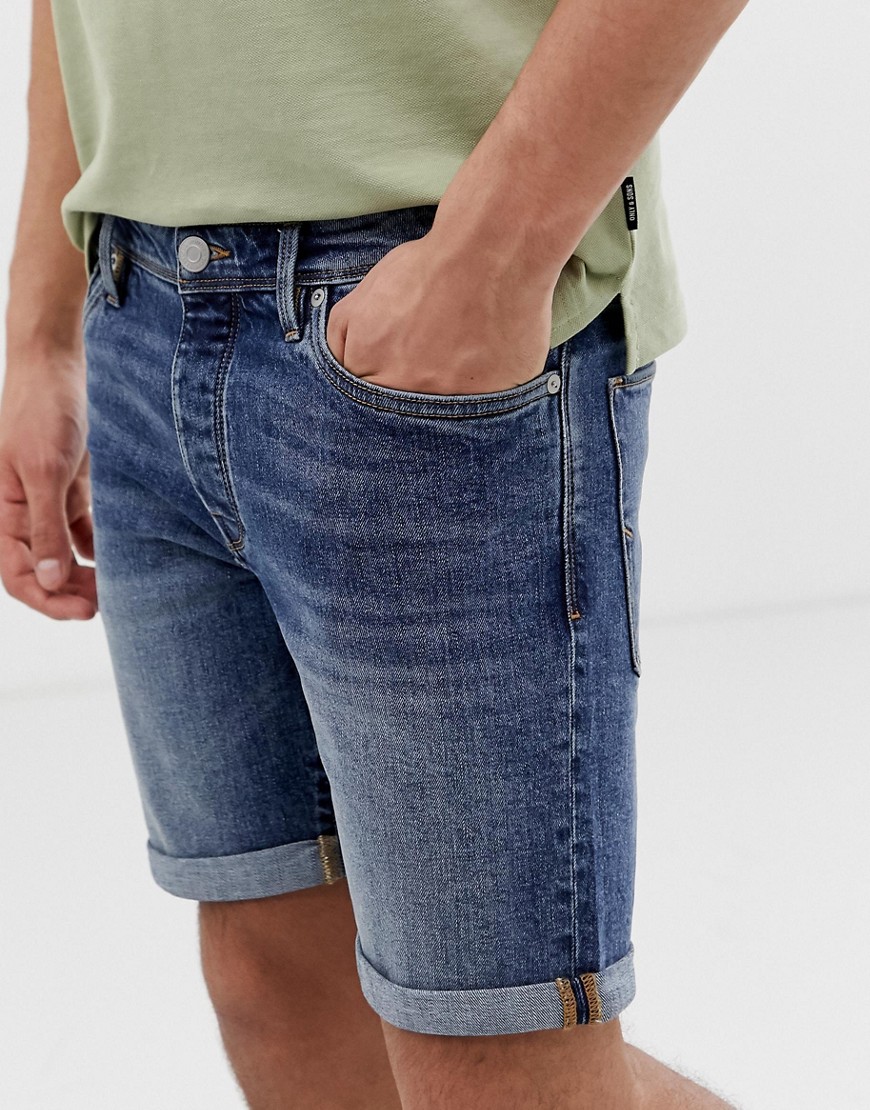 Selected Homme - Pantaloncini di jeans blu medio