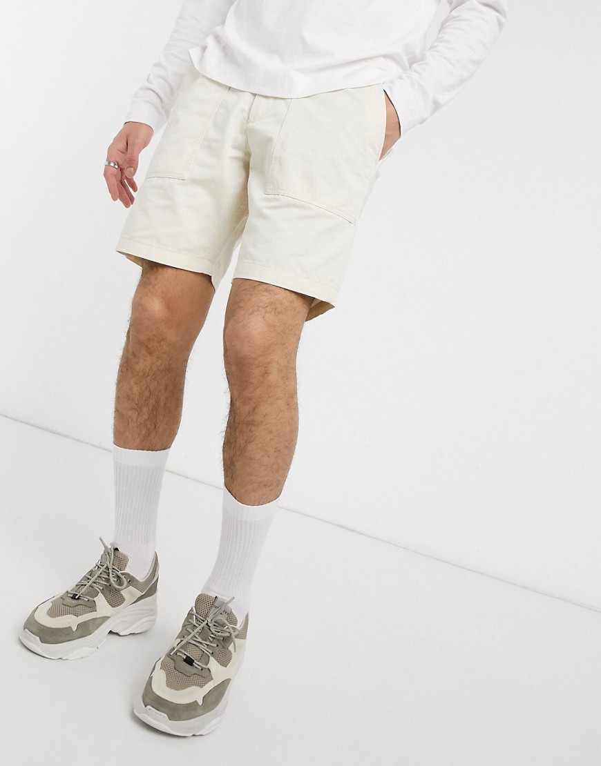 Selected Homme - Pantaloncini multitasche in cotone organico bianco sporco