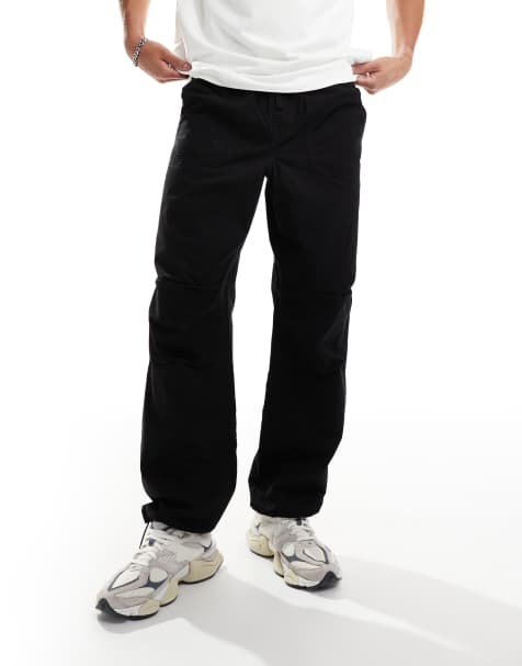 Selected Homme - Pantaloni ampi neri in ripstop con fascia in vita elasticizzata - view 1