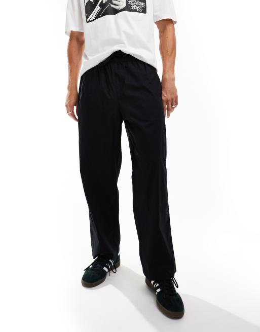Selected Homme - Pantaloni ampi neri leggeri in popeline