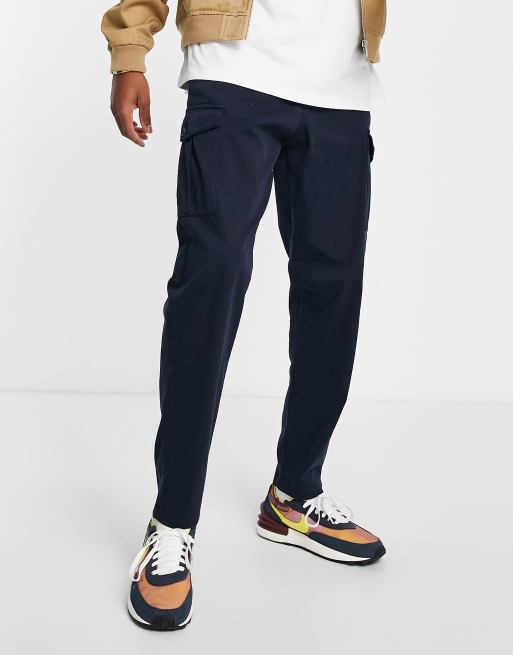 Selected Homme - Pantaloni cargo slim affusolati, colore blu navy