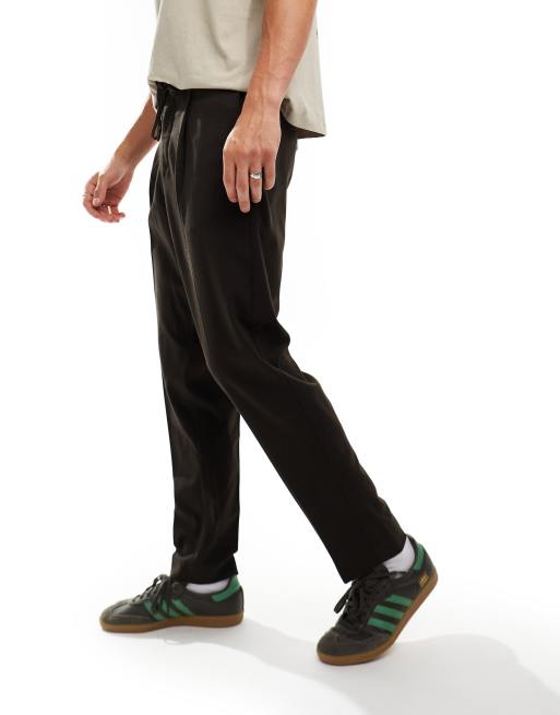 Selected Homme - Pantaloni comodi affusolati marroni con elastico in vita