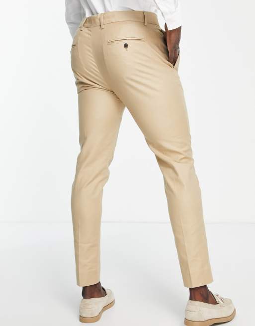Selected Homme - Pantaloni da abito slim in misto lino color sabbia, 2 di 4