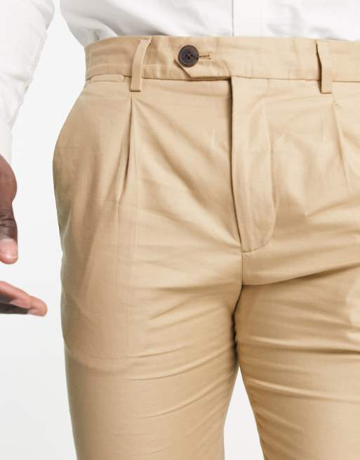 Selected Homme - Pantaloni da abito slim in misto lino color sabbia, 3 di 4