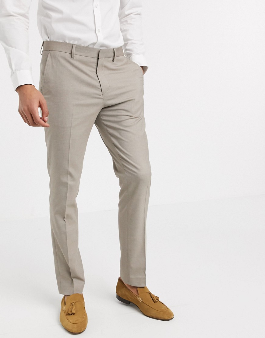 Selected Homme - Pantaloni da abito stretch skinny color sabbia-Grigio