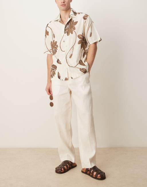 Selected Homme - Pantaloni in puro lino bianchi