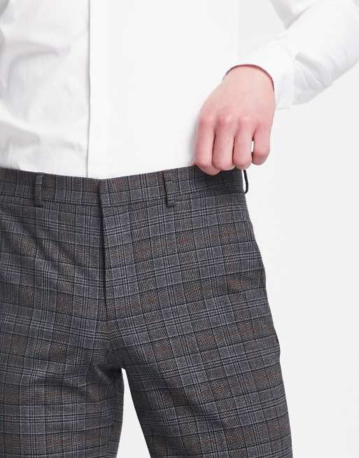 Selected Homme - Pantaloni slim a quadri grigio scuro, 4 di 4