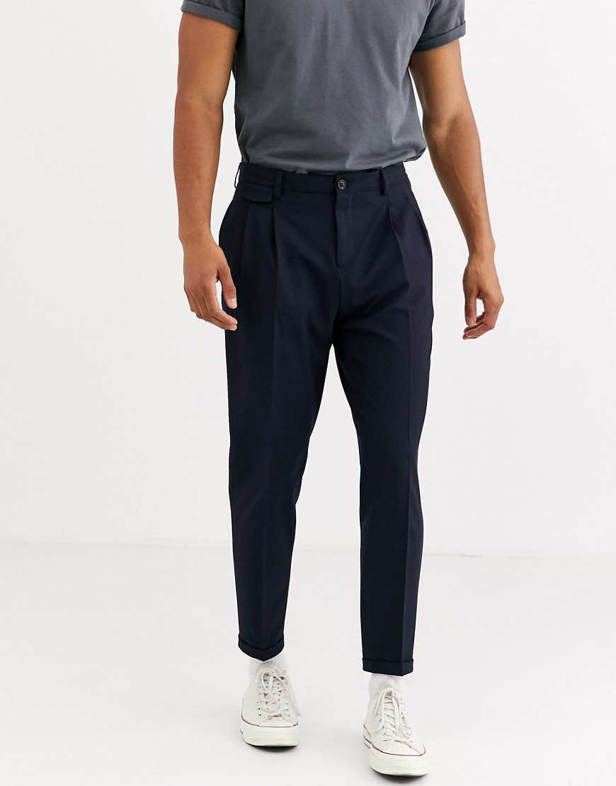 Selected Homme - Pantaloni slim eleganti affusolati blu navy