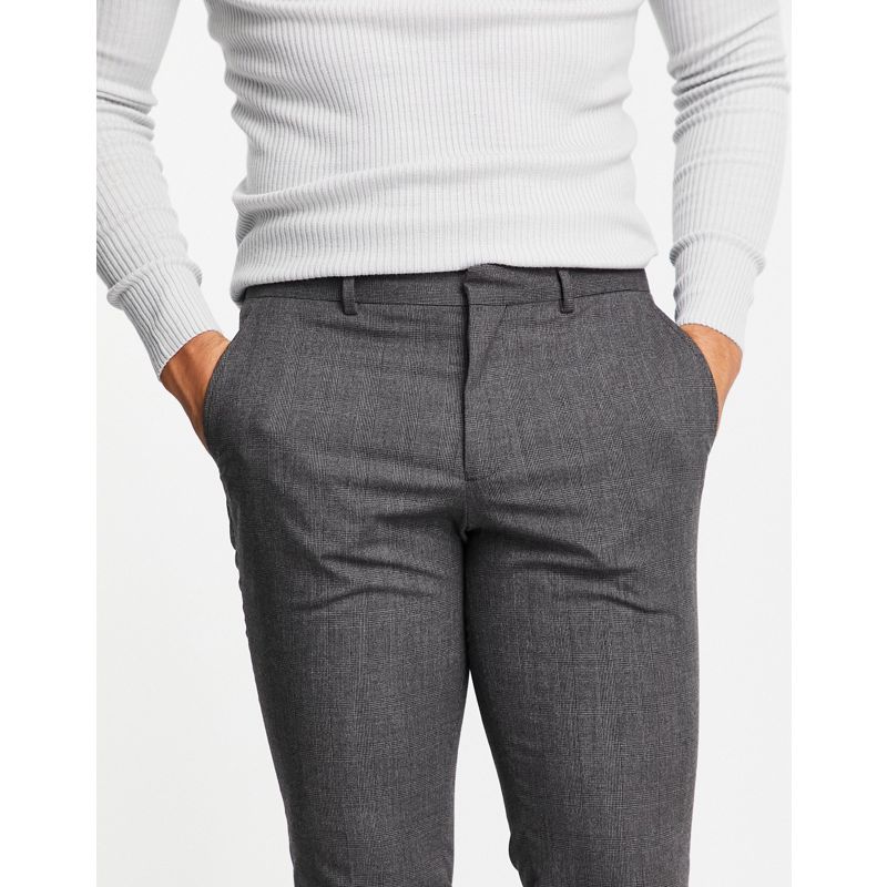 Uomo R1fJF Selected Homme - Pantaloni slim eleganti grigio scuro a quadri
