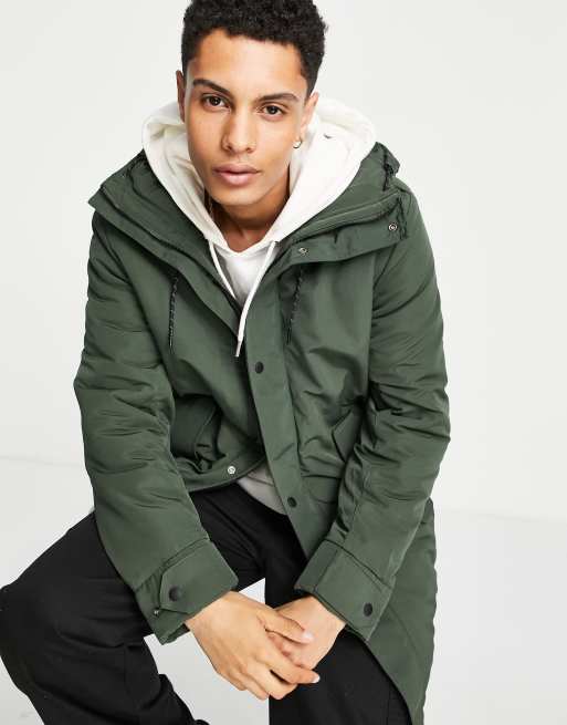 Selected Homme parka with fishtail in khaki