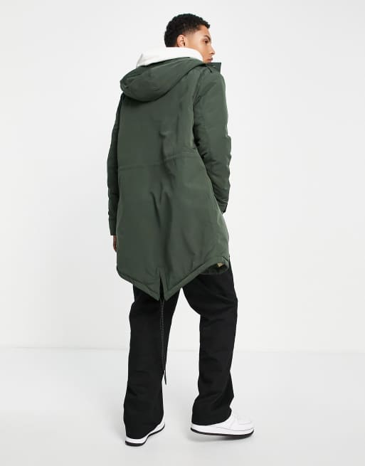 Selected Homme parka with fishtail in khaki