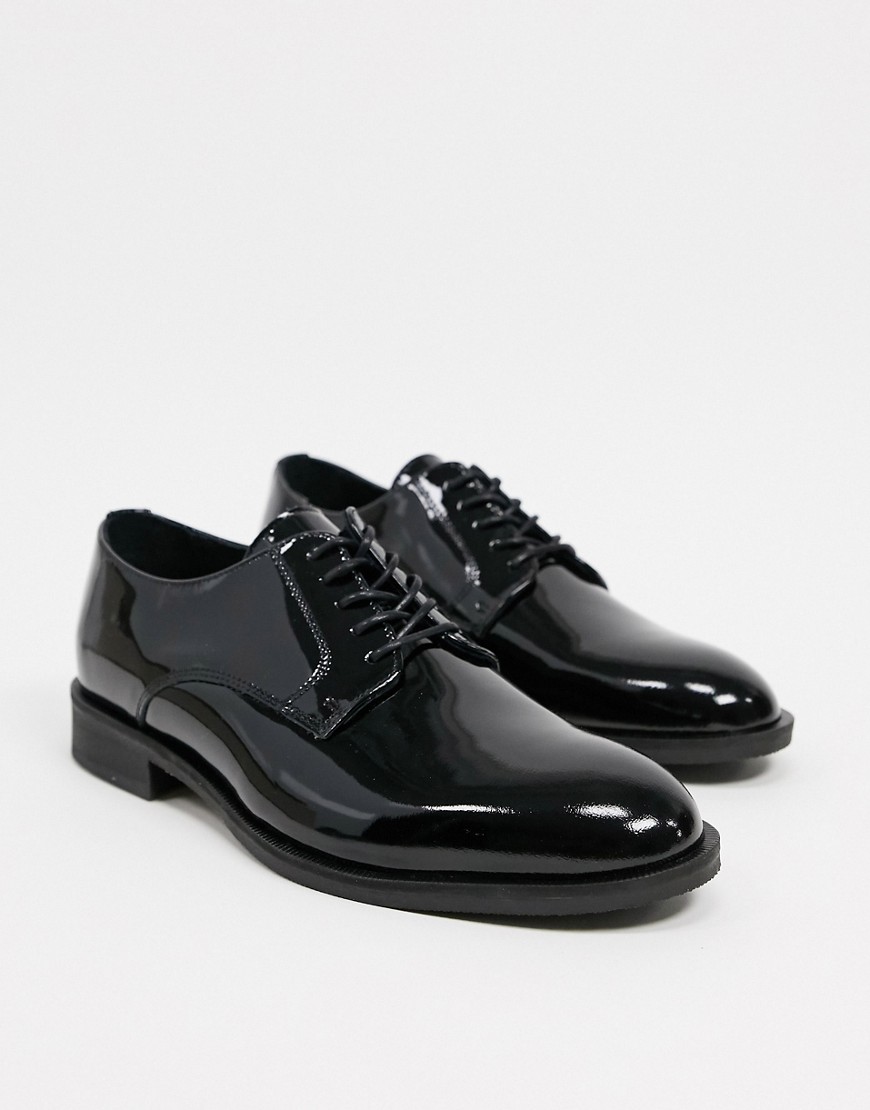 Selected Homme patent leather derby shoe in black