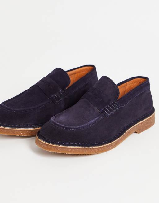 Selected Homme – Penny – Marinblå loafers i mocka