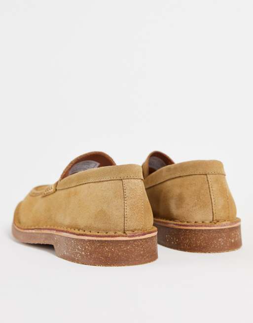 Selected Homme – Piaskowe zamszowe loafersy z patką, 2 z 4
