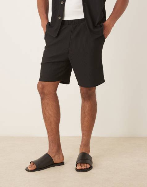 Selected Homme - Plissé short in zwart, deel van co-ord set - view 1