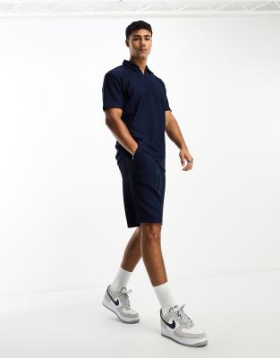 Selected Homme - Plisserede shorts i marineblå - Del af sæt - view 1