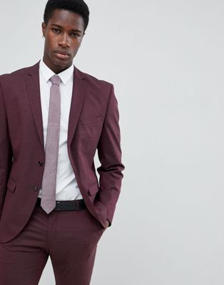 Selected Homme – Plommonfärgad kostymjacka med smal passform-Röd