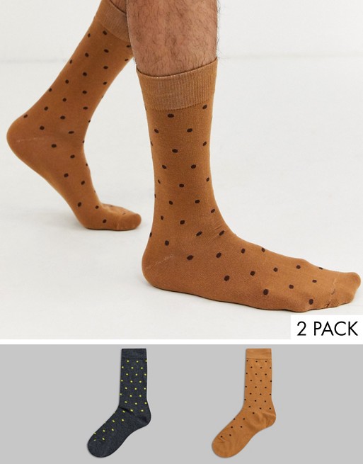 Selected Homme polka dot 2 pack socks in multi