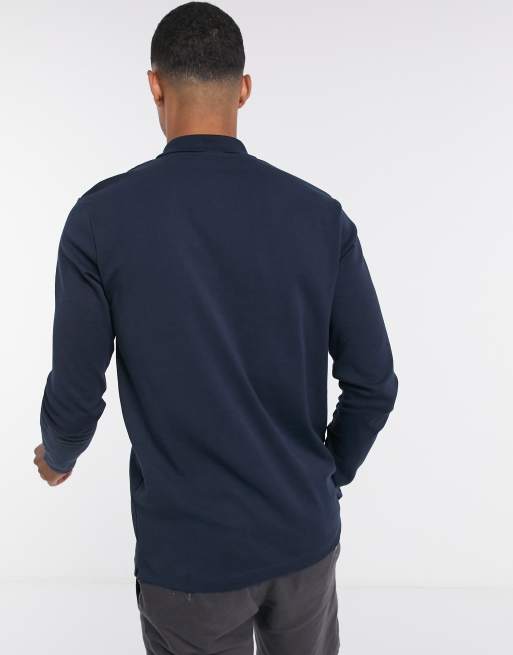 Selected Homme - Polo a maniche lunghe in jersey di cotone blu navy - NAVY, 2 di 4