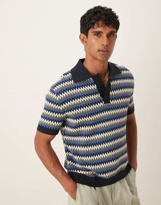 Selected Homme - Polo crocheté à motif - Multicolore