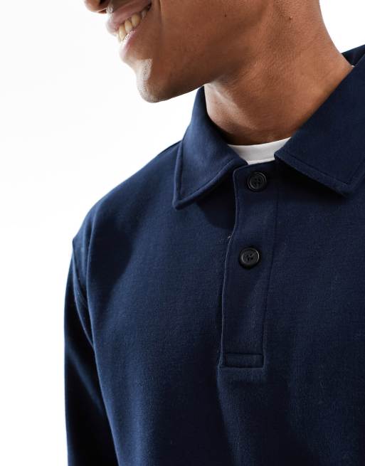 Selected Homme - Polo in felpa a maniche lunghe color blu navy , 2 di 4