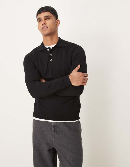 Selected Homme - Polo in lana merino nera