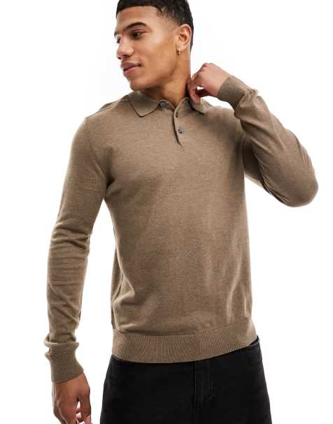 Selected Homme - Polo in maglia a maniche lunghe marrone - view 1