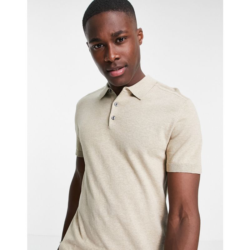  Uomo Selected Homme - Polo in maglia beige