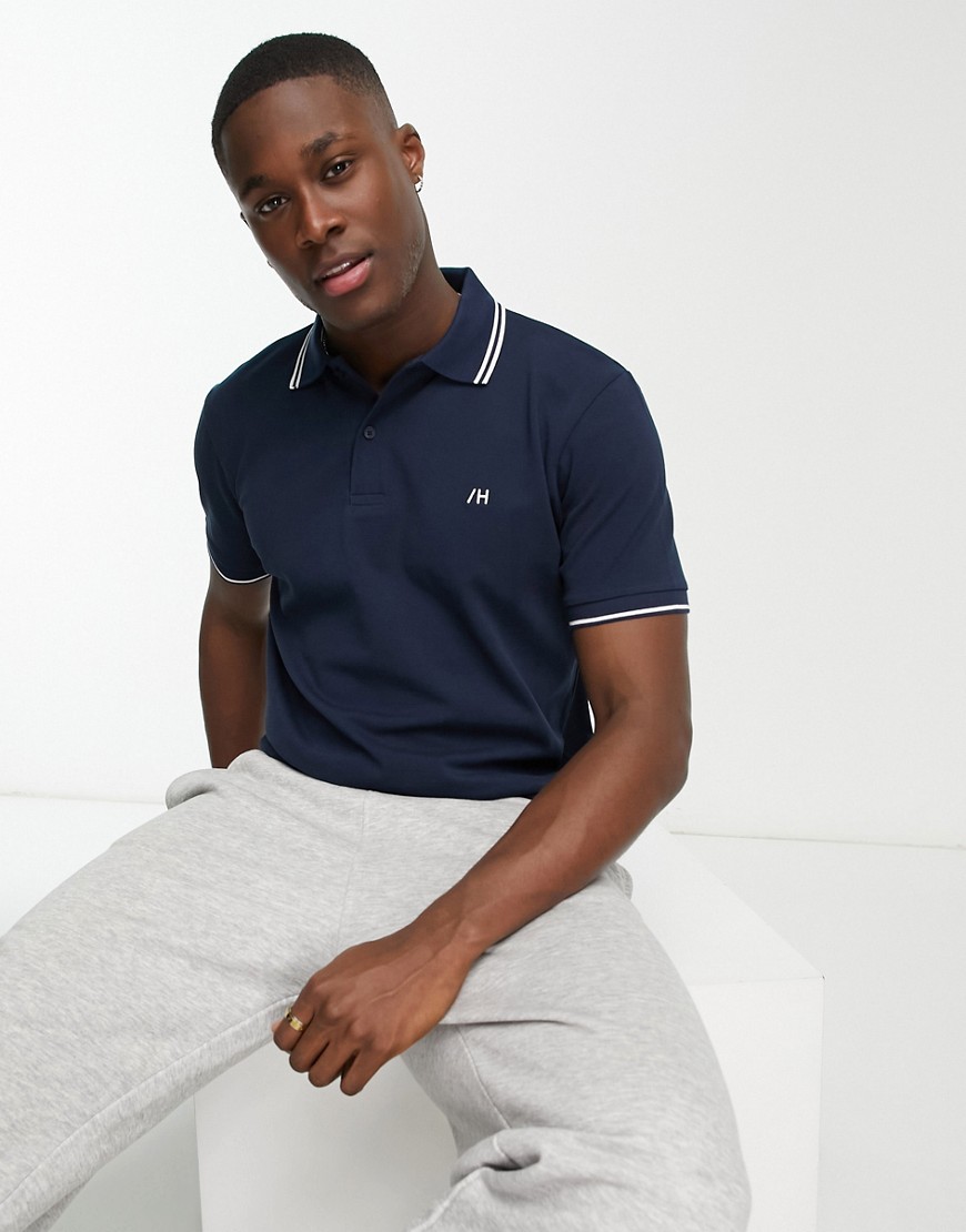 Selected Homme Polo In Navy With Tipping