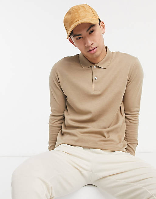 Selected Homme - Polo manches longues en jersey - Beige