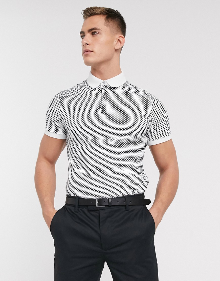 Selected Homme - Polo met contrasterende kraag en zak in wit
