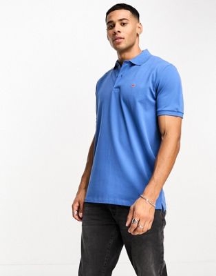 Selected Homme polo shirt in blue with embroidery