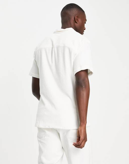 Selected Homme - Polo van badstof met reverskraag in wit, 2 van 4