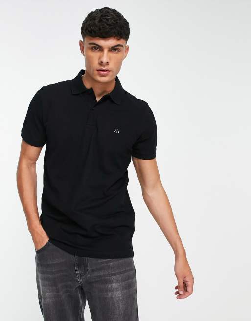 Selected Homme polo with embroidery in black | ASOS