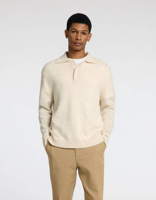 Selected Homme – Polohemd aus Strick in Reiherweiß