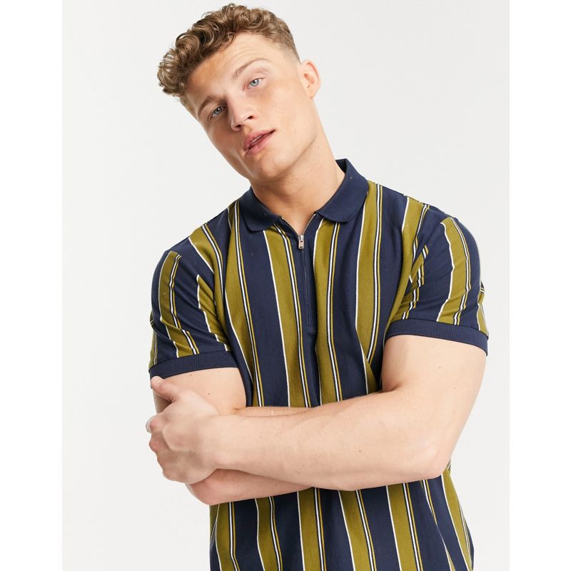Selected Homme – Polohemd in Marineblau mit 1/4-langem Reißverschluss