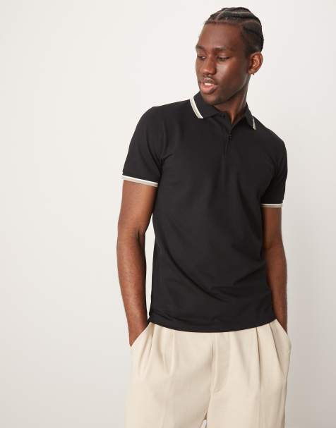 Selected Homme – Polohemd in Schwarz mit Zierstreifen - view 1