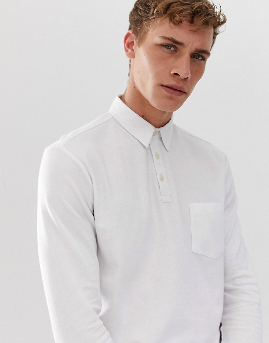 Selected Homme - Poloshirt met lange mouwen en borstzak-Wit