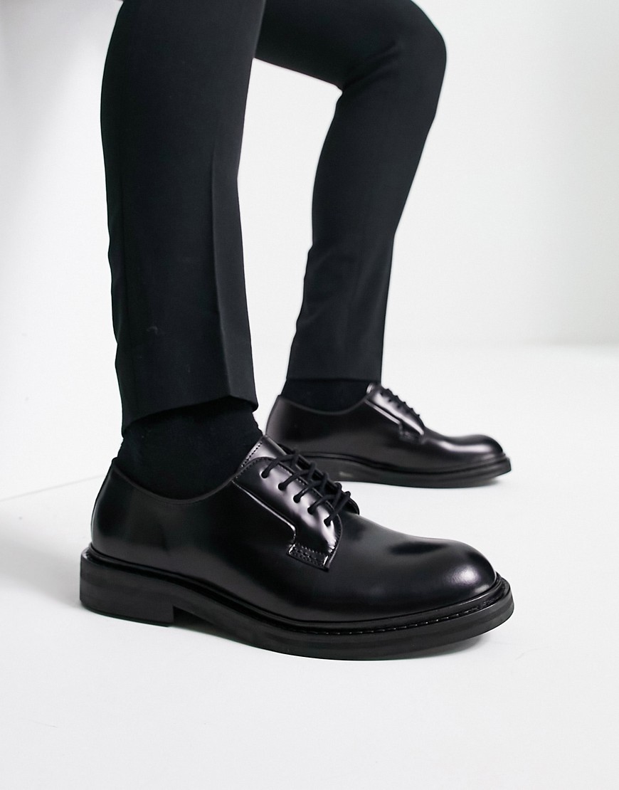 Selected Homme premium leather derby shoes in black