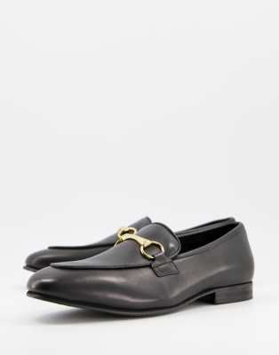 mens black loafers with silver buckle