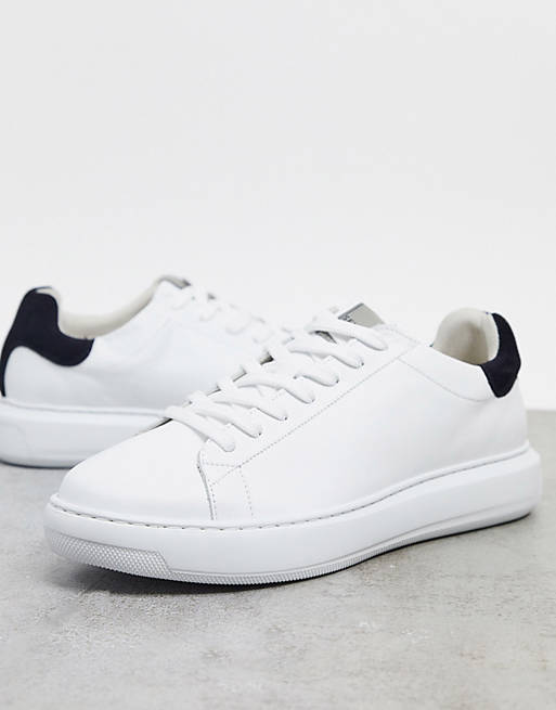 Selected Homme premium leather sneakers with chunky sole & contrast ...