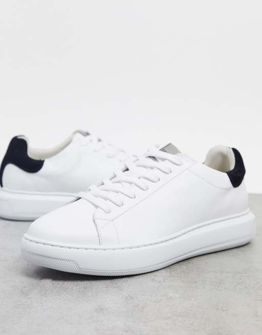 Selected Homme premium leather sneakers with chunky sole & contrast ...