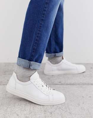 selected homme premium leather trainer in white