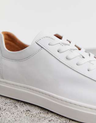 selected homme premium leather trainer in white