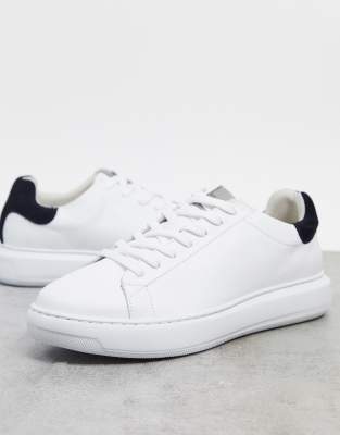 selected homme premium leather trainer in white