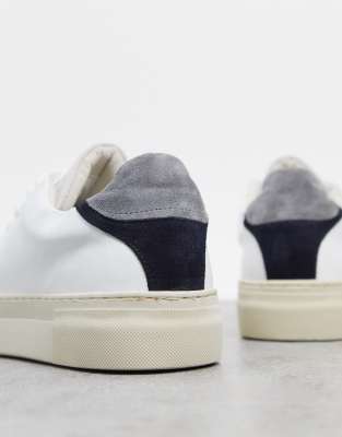 selected homme premium leather trainer in white