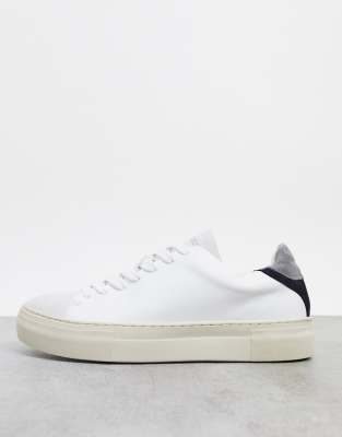 selected homme premium leather trainer in white